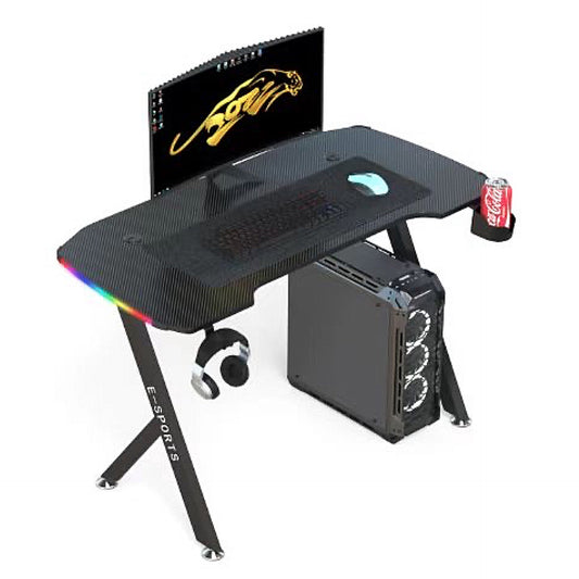 مكتب ألعاب KY 140CM RGB مع حامل أكواب وحامل سماعة رأس - أسود