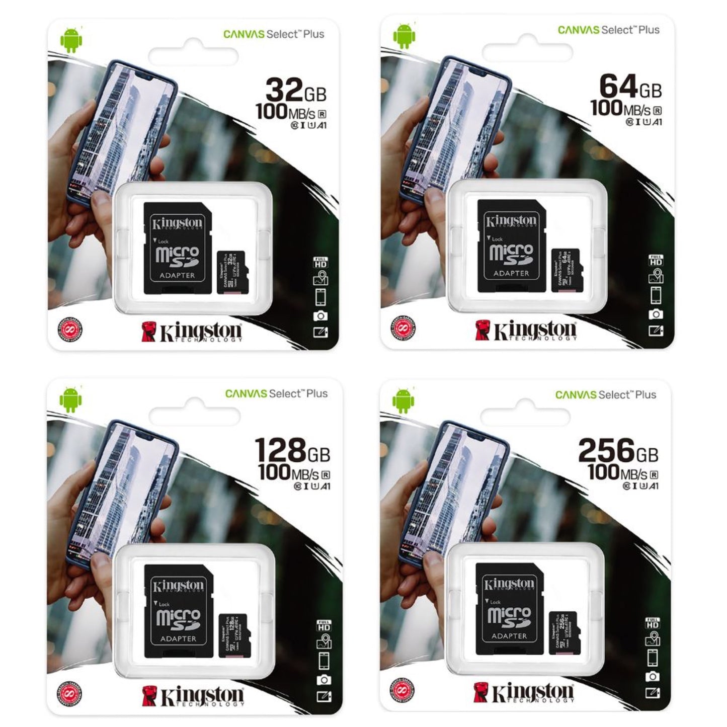 Kingston microSDXC Canvas Select Plus A1 Class 10 UHS-I 32GB | 64GB | 128GB | 256GB | 512GB