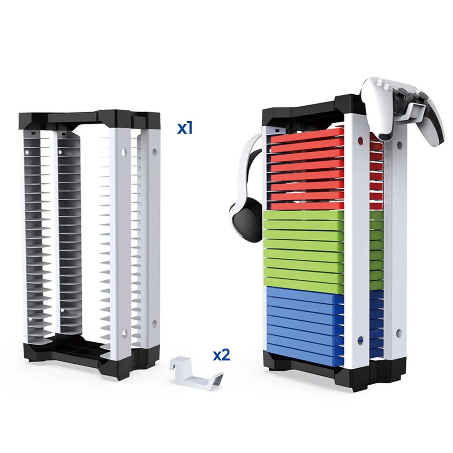 Dobe Game Storage Stand With 2 Hooks For (23 Physical Gaming Discs) PS4 | PS5 | Xbox | Nintendo Switch