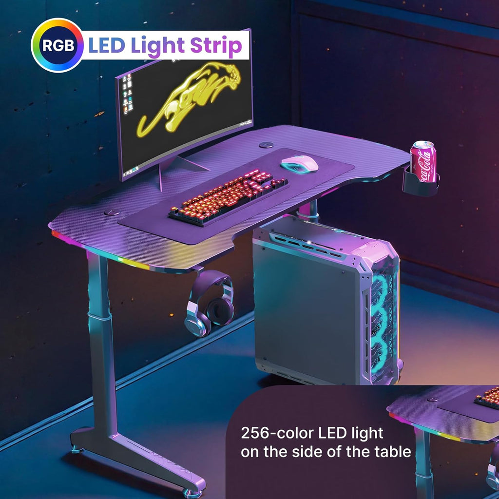 YY Ergonomic Manual Height Adjustable RGB Gaming Sit-Stand Desk - 120cm | 140cm