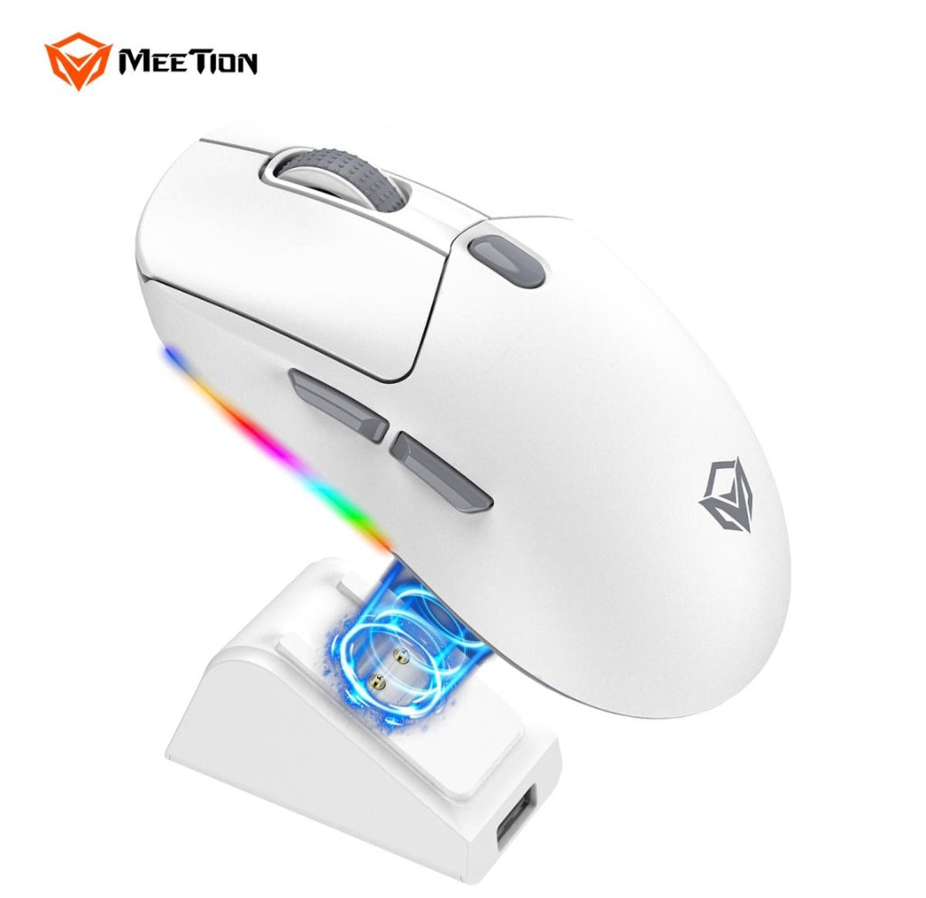 Meetion GW38 Wireless Tri-Mode Mouse with Magnetic Charging Dock - Black | White