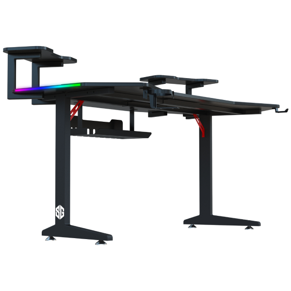 V7 Black Wing Shaped RGB Gaming Desk - 160cm