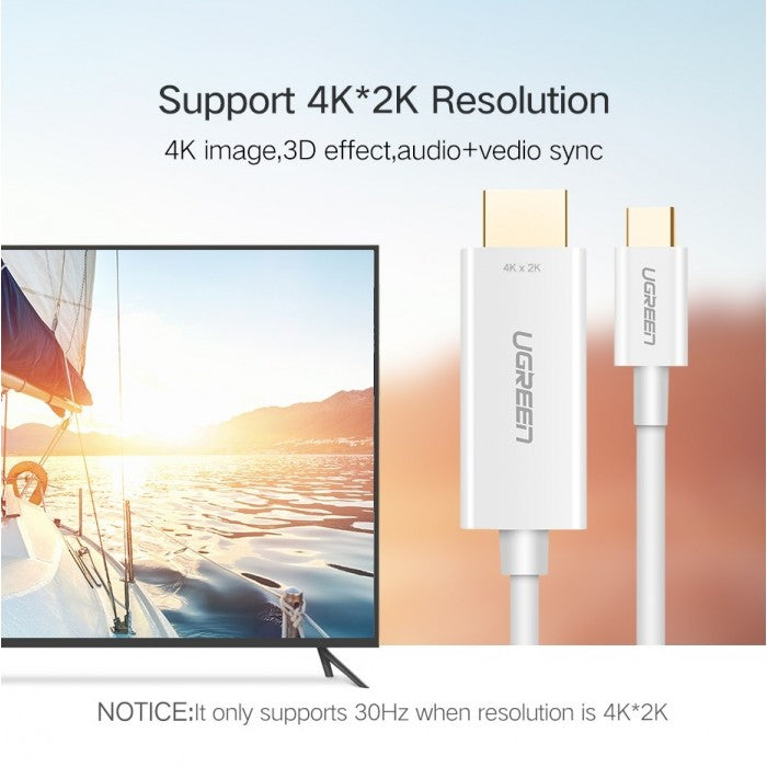 UGREEN CABLE TYPE-C TO 4K HDMI 1.5M WHITE
