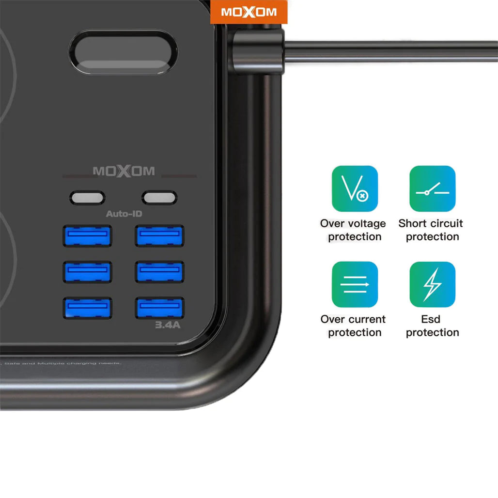 MOXOM Smart Power Socket 3.4A MX-ST07 6 USB Ports - 2 Type-C