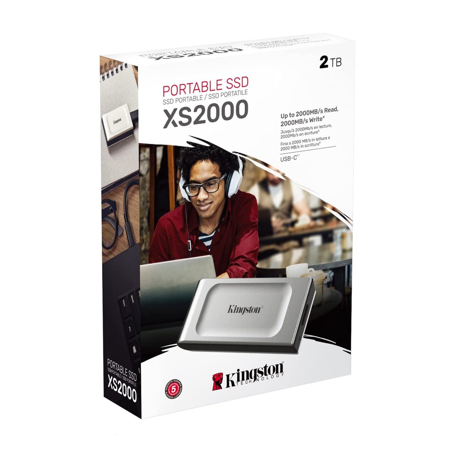 قرص SSD محمول عالي الأداء من Kingston XS2000 مزود بمنفذ USB-C - سعة 500 جيجابايت | 1 تيرابايت | 2 تيرابايت