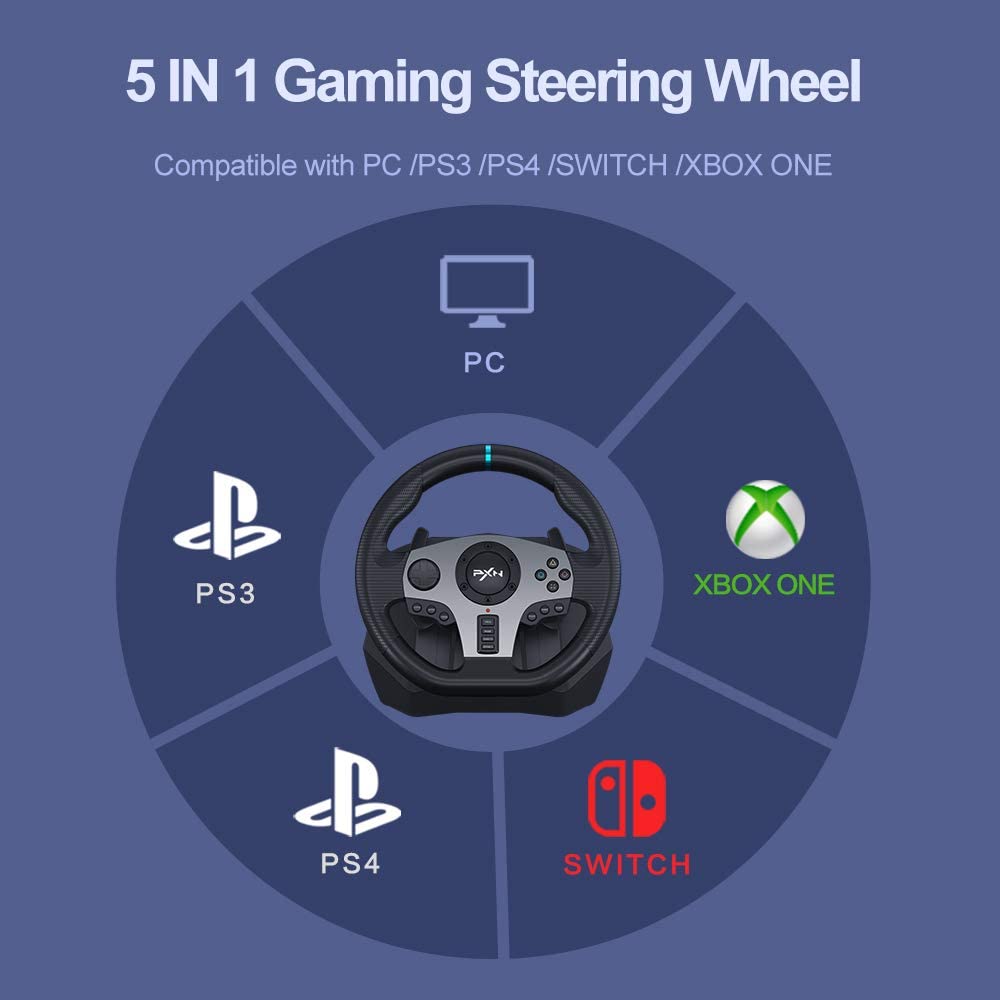 عجلة قيادة سباق PXN-V9 بزاوية 1270/900 درجة مع ناقل حركة - PS3 | PS4 | PC | Xbox One | Xbox Series