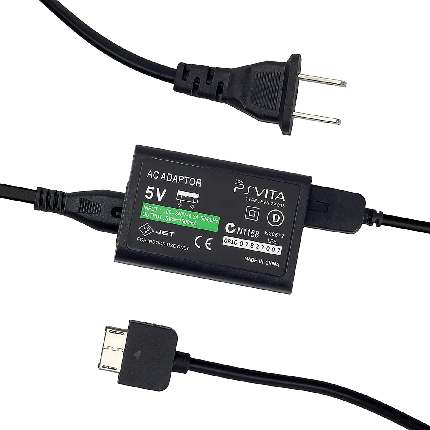 AC Power Adapter Charger + USB Data Charging Cable Cord for Sony PS Vita 1000