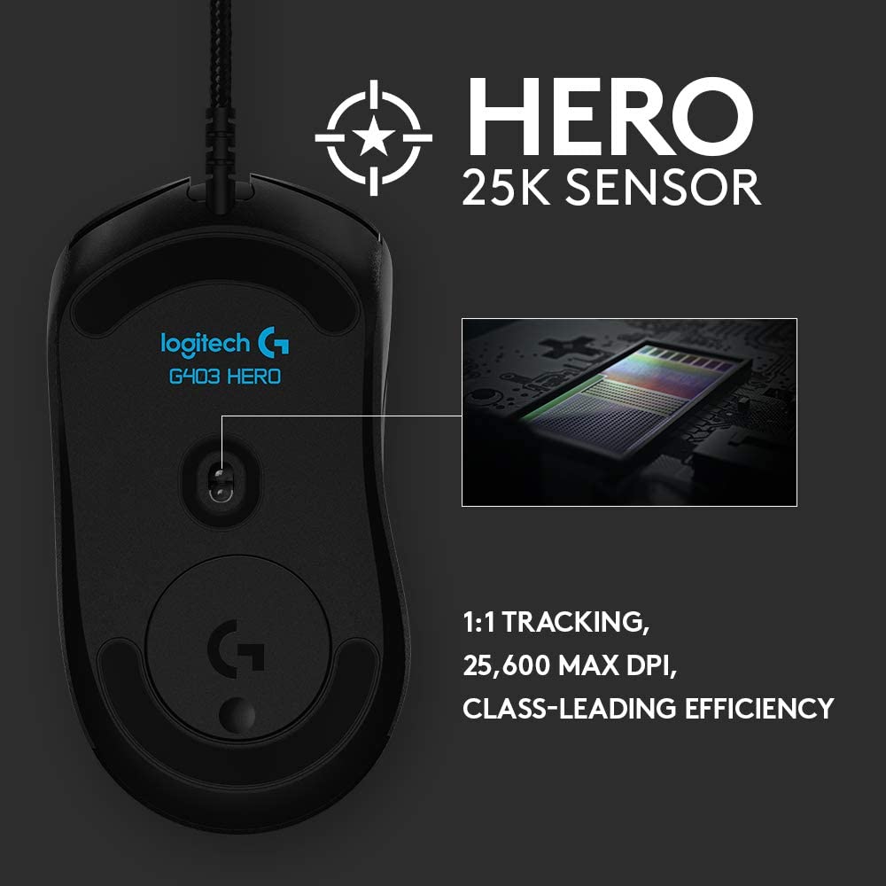 Logitech G403 Hero 25K Gaming Mouse, Lightsync RGB