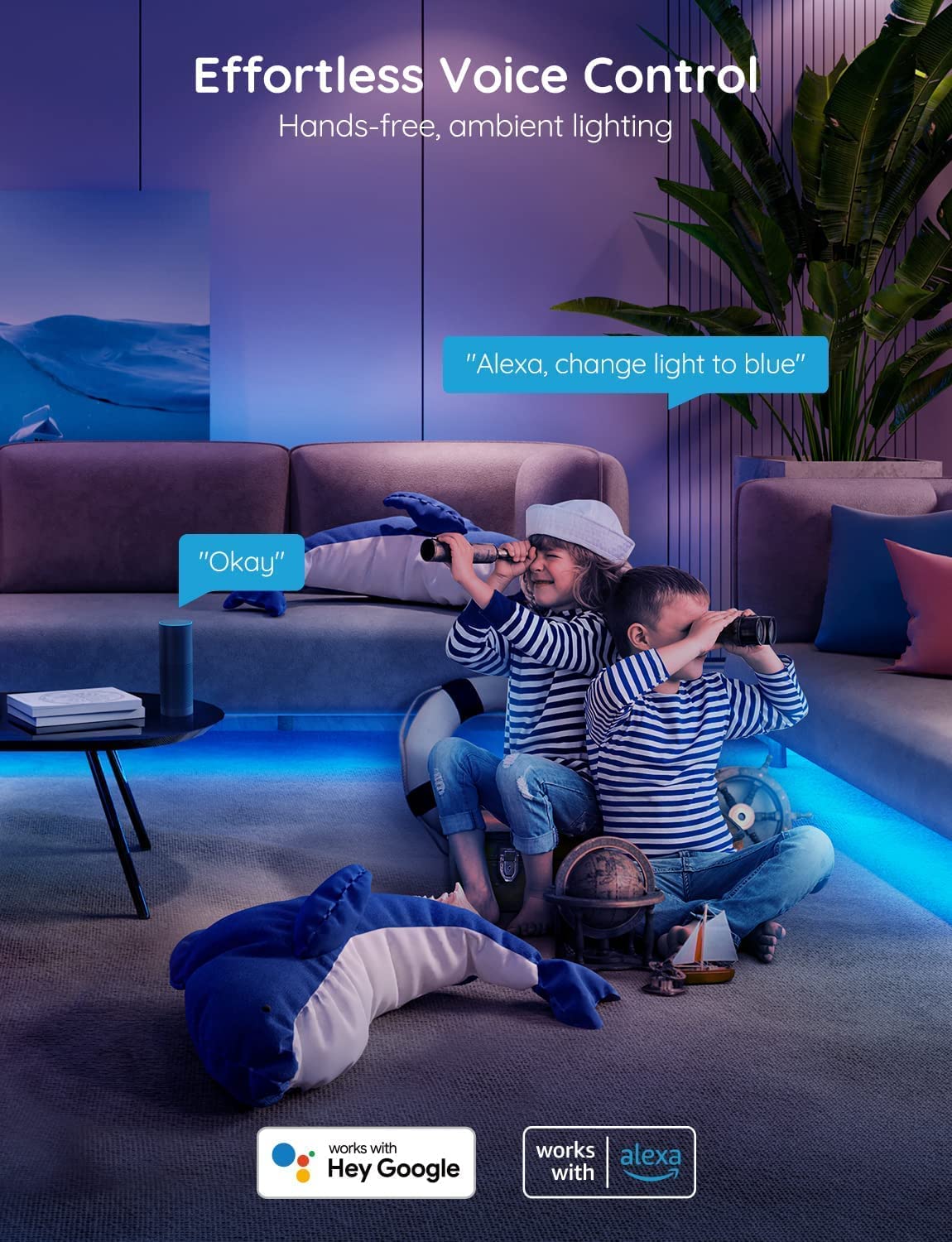 شريط إضاءة LED ذكي من Govee، شريط إضاءة LED ذكي بطول ١٠ أمتار، يدعم WiFi وAlexa وGoogle Assistant