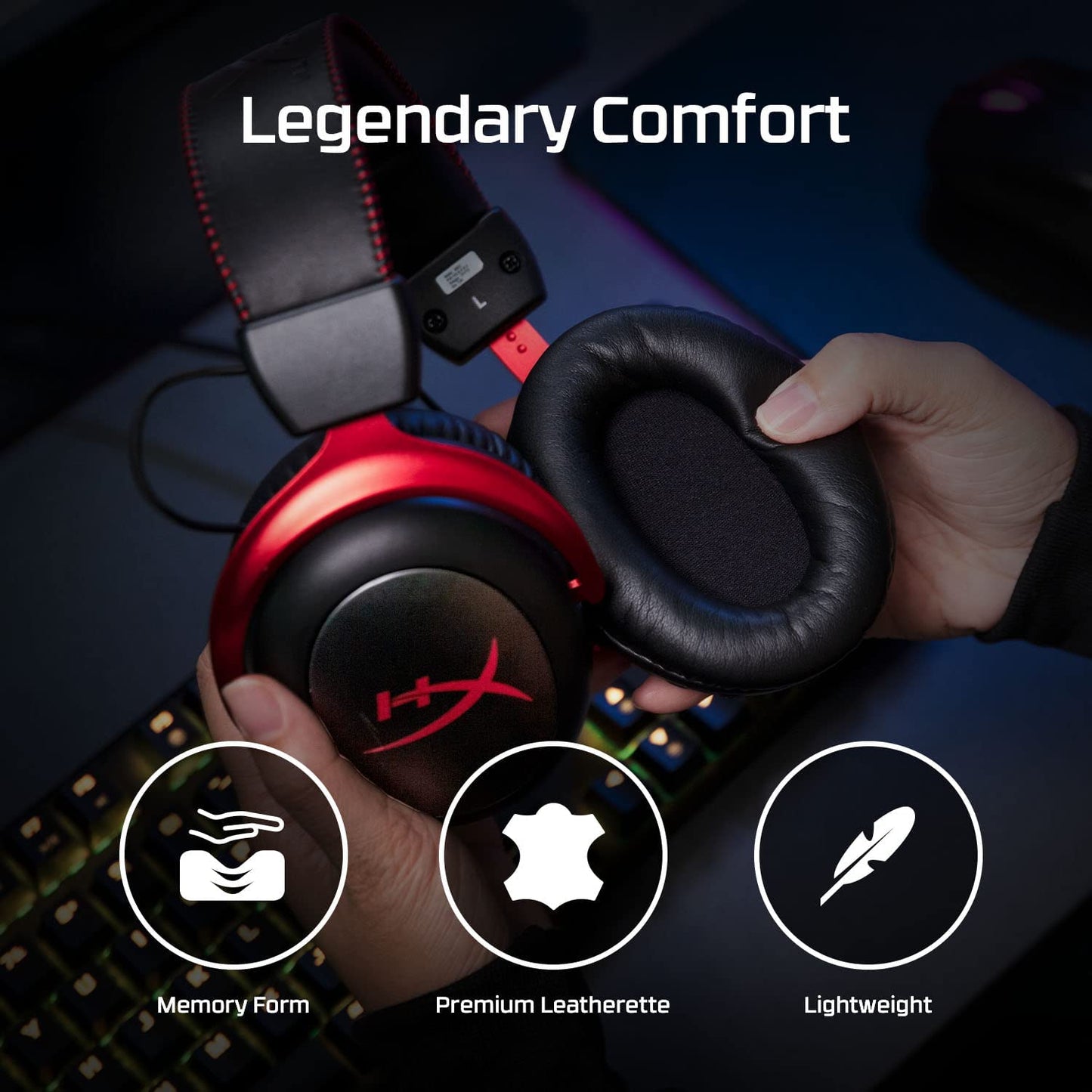 سماعة رأس لاسلكية للألعاب HyperX Cloud II لأجهزة الكمبيوتر، PS4/PS5، Nintendo Switch