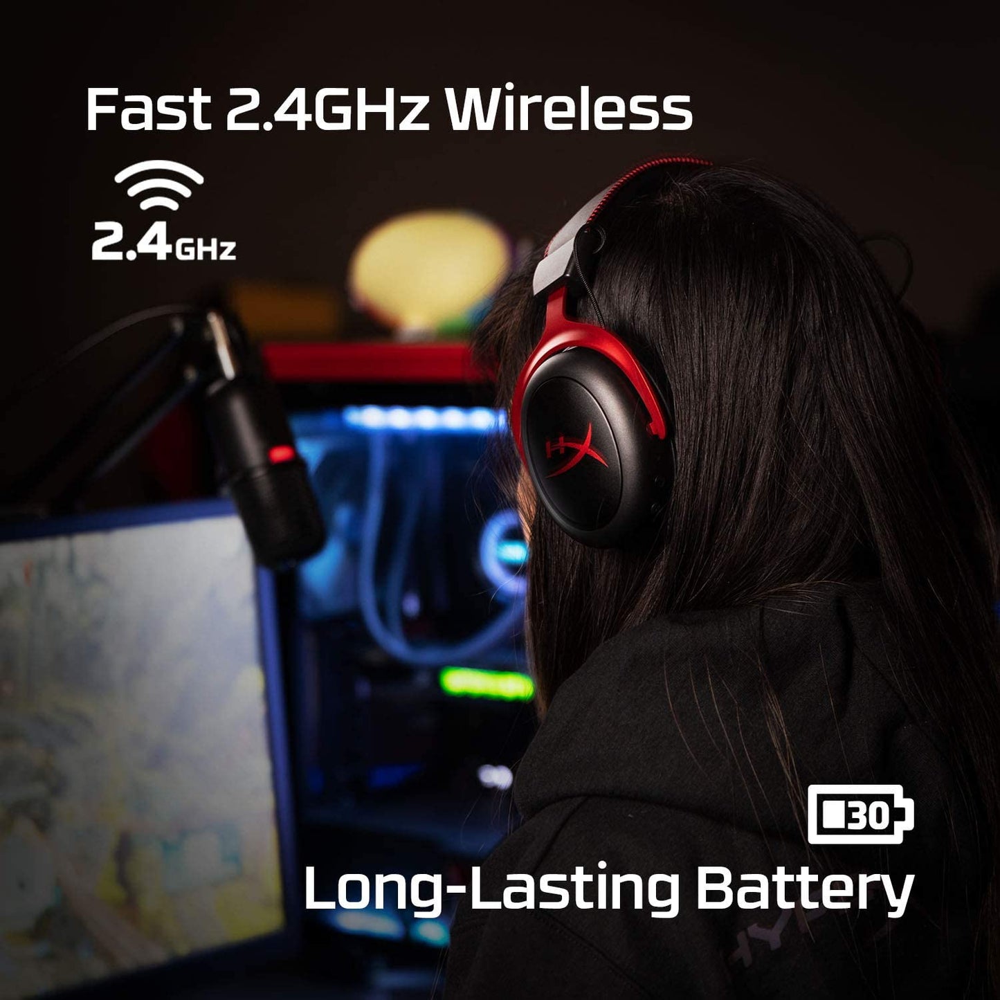 سماعة رأس لاسلكية للألعاب HyperX Cloud II لأجهزة الكمبيوتر، PS4/PS5، Nintendo Switch