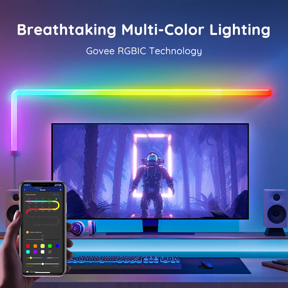 مصابيح حائط Govee Glide RGBIC LED، مصابيح حائط ذكية RGBIC للألعاب والتلفزيون وغرفة النوم والبث المباشر، تعمل مع Alexa ومساعد Google