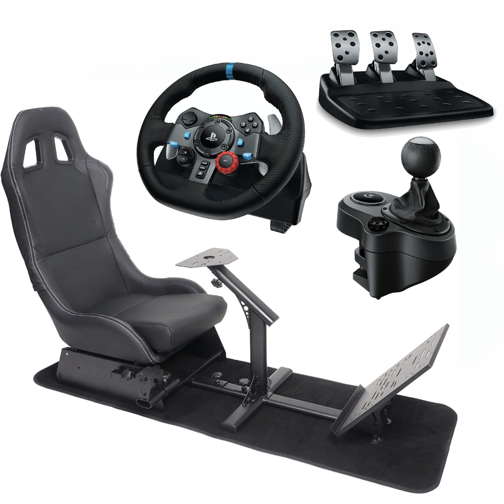 Logitech G29 Driving Force Race Steering Wheel with Shifter Gear and Playseat Bundle - PS5 | PS4 | PC