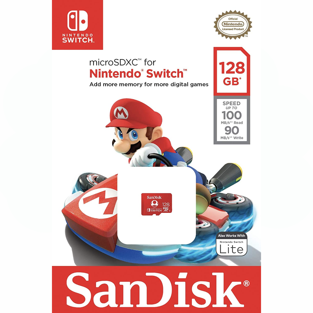 بطاقة SanDisk microSDXC بسعة 128 جيجابايت، مرخصة لجهاز Nintendo Switch