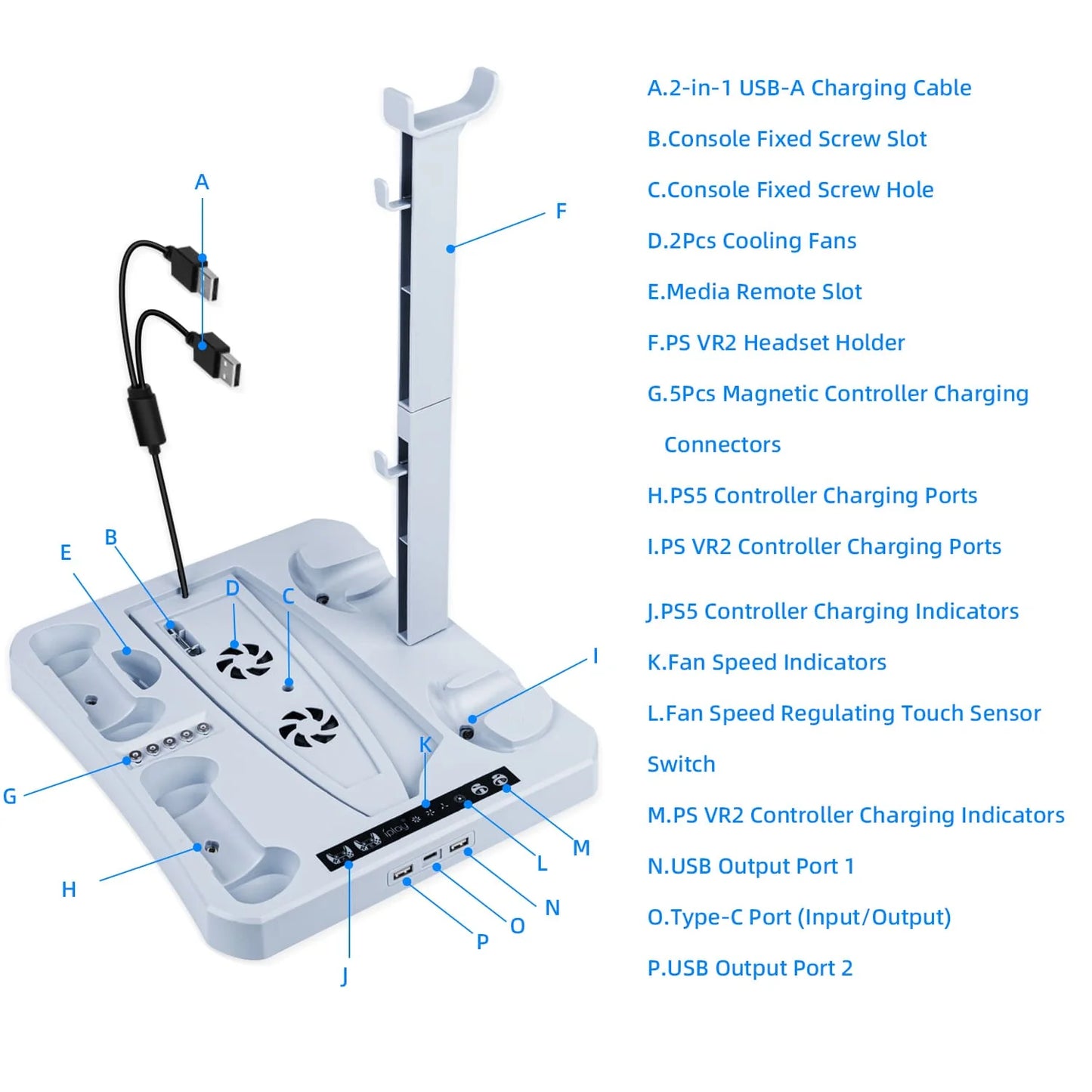 IPLAY Multifunctional Charging Stand Designed For PS5 Fat Phat and PSVR2