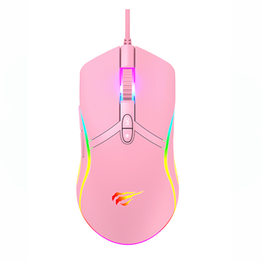 ماوس الألعاب Havit MS1026 RGB القابل للبرمجة بإضاءة خلفية - وردي