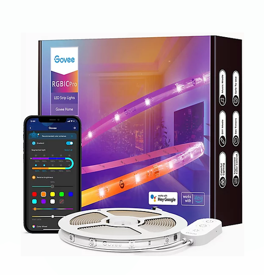 شريط إضاءة LED ذكي متغير الألوان من Govee RGBIC Pro مزود بتقنية Wi-Fi وبلوتوث