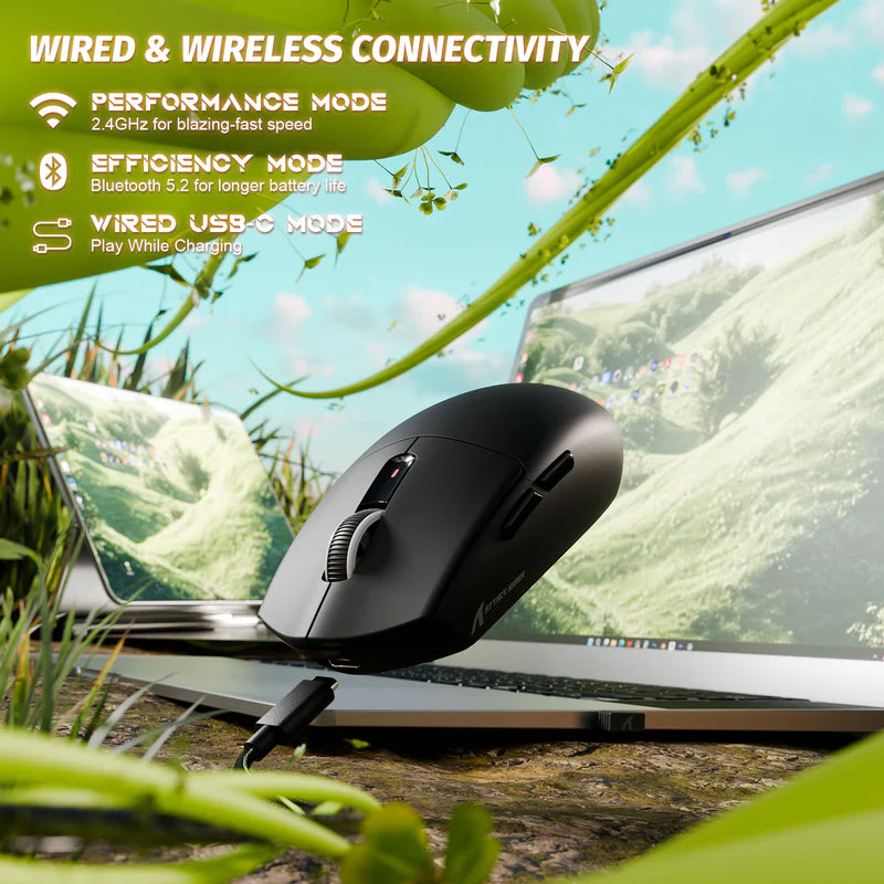 ATTACK SHARK G3 Tri-Mode Wireless Gaming Mouse 25,000 DPI, Ultra-Light 59g, PAW3311 Sensor, Broadcom Esports MCU, HUANO 80M Switches – Black