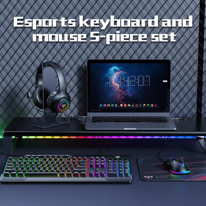 مجموعة ألعاب احترافية ONIKUMA TZ5006 5 في 1 - ماوس/لوحة مفاتيح/سماعة رأس/حامل سماعة رأس/مجموعة لوحة ماوس