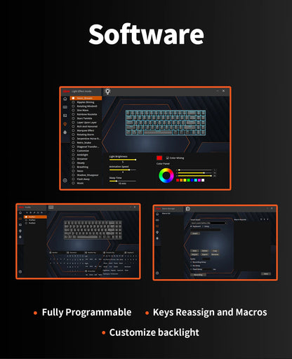 RK ROYAL KLUDGE RK68 لوحة مفاتيح ميكانيكية لاسلكية 65% ثلاثية الوضع، بلوتوث 5.1 / 2.4 جيجاهرتز / سلكية، قابلة للتبديل السريع، 68 مفتاحًا RGB - أبيض