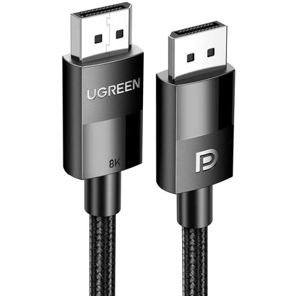 UGREEN VESA Certified 8K DisplayPort Cable , DP 1.4 Cable Displayport to Displayport Cable Support 8K@60Hz, 4K@240Hz, FreeSync, G-Sync, HDR, 32.4Gbps for HDTVs, Displays, Monitors, Graphics, PC | 3 Meters Braided Cable Black