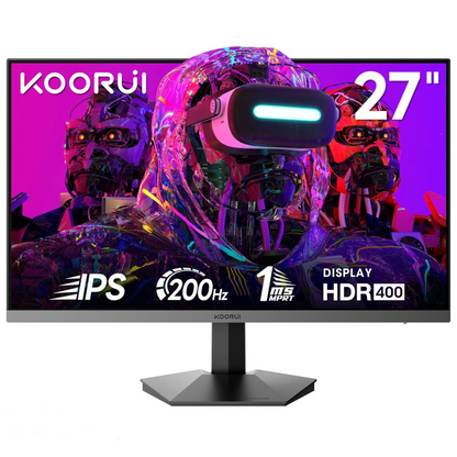 KOORUI Gaming Monitor, 27" 200Hz Fast IPS, FHD HDR400 Display Computer Monitor, 1ms PC Screen, 90% DCI-P3, Adaptive Sync, 75x75 mm VESA Mountable