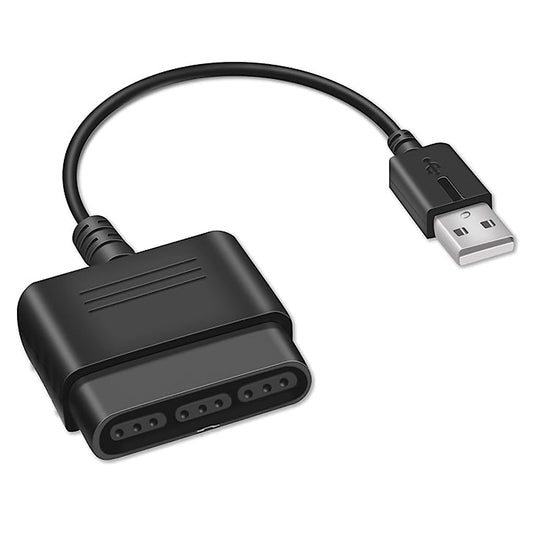 PS2 to USB Adapter for PlayStation 2 Controllers, Converter Cable for PC & PS3, Plug & Play