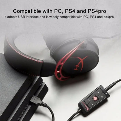 HyperX Cloud II 7.1 Surround Sound USB Audio Card With DSP, Mic Noise Cancellation, Audio Control Box, Braided Cable, Plug N Play For PC And PS4 | Black