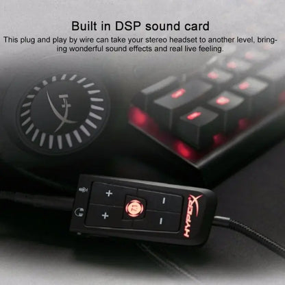 HyperX Cloud II 7.1 Surround Sound USB Audio Card With DSP, Mic Noise Cancellation, Audio Control Box, Braided Cable, Plug N Play For PC And PS4 | Black