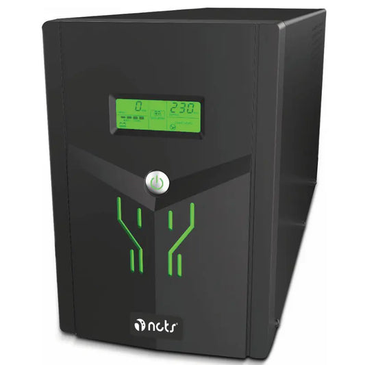 NCTS QSTROM PRO 2000VA/1200W Line Interactive UPS with AVR, Simulated Sinewave Output, Fast Recharge, Full Protection, LCD Display, 12V 9A x2 Batteries , Off-Mode Charging & Generator Compatibility for Personal Computers