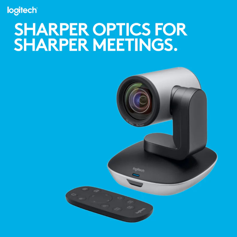 Logitech PTZ Pro 2 Full HD 1080p Video Camera With 10x Lossless Zoom, 260° Pan, 130° Tilt, Autofocus, Remote Control & Mount , USB Plug-And-Play, Multi-App Compatibility , Windows / macOS