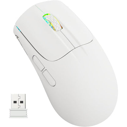 Attack Shark X5 RGB Weightless Mouse Tri-Mode Wired/2.4G/BT5.0, PAW3312 PixArt Optical Sensor, up to 4000DPI, with Long Battery Life for Office/Game - Black | White