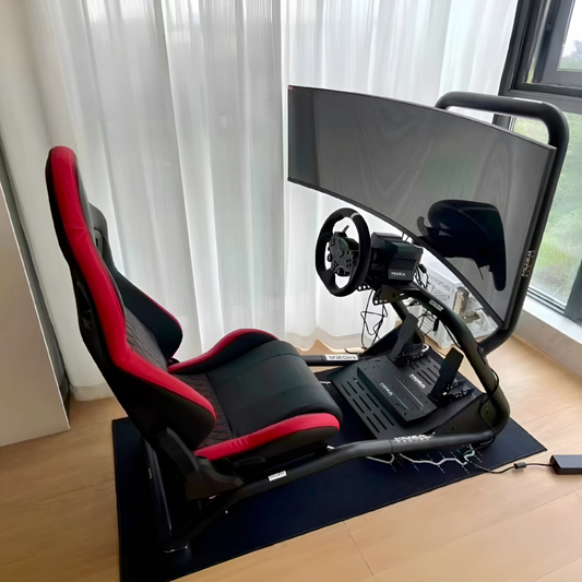 HypeGame Racing Steering Wheel Simulator With Monitor/TV Bracket - Black/Red