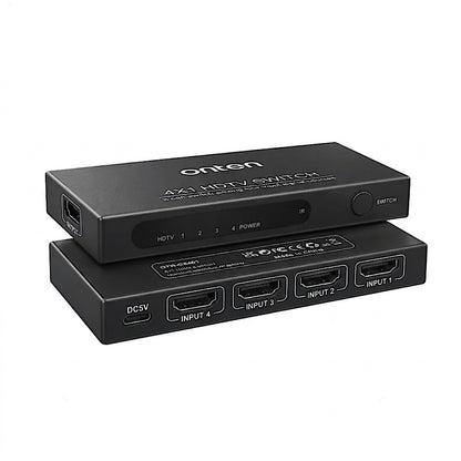 ONTEN OTN-CS401 4×1 HDMI 2.0 Switch – 4 HDMI Inputs to 1 Output, 4K@60Hz Ultra HD, Manual Source Switching & IR Remote Control With Up to 8M Range