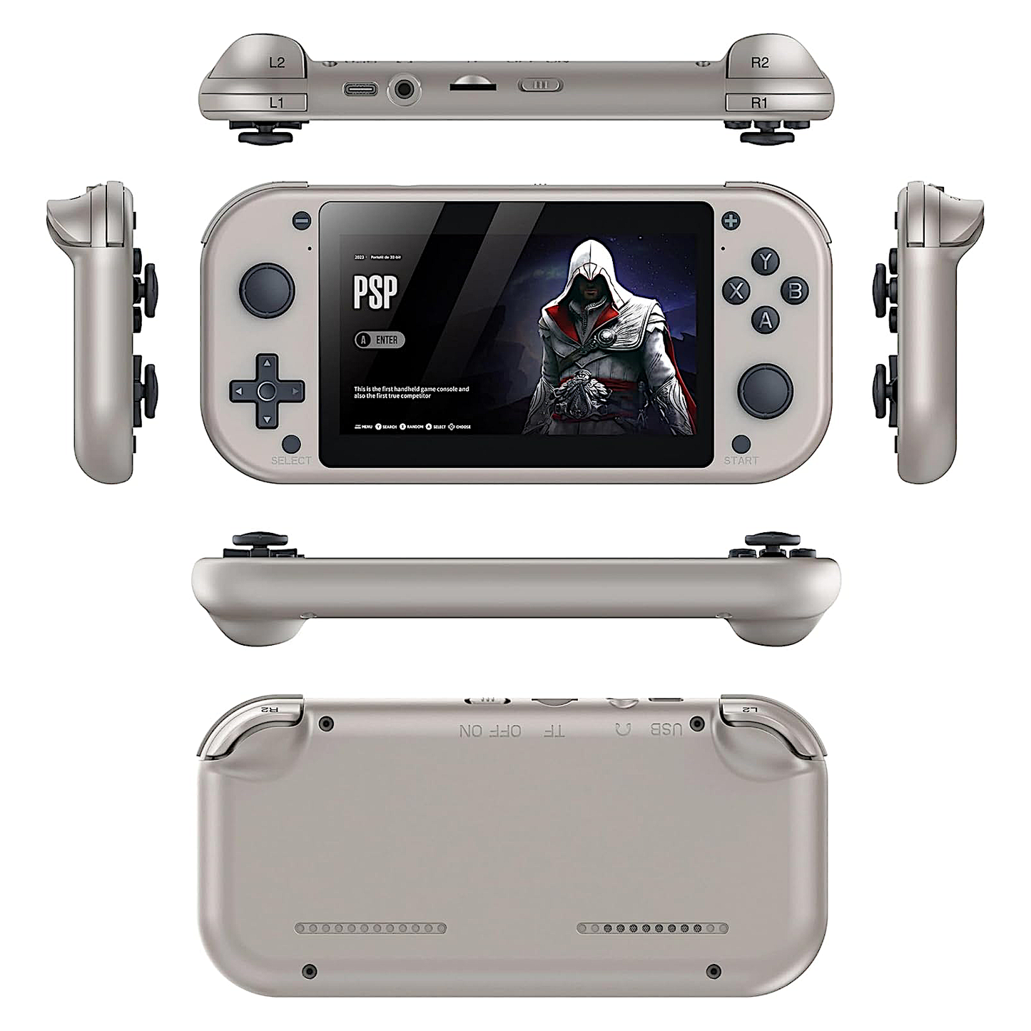 Retro M17 Handheld Game Console Built-in 10000 Games, 4.3-Inch IPS Screen , Cortex-A7 CPU, Linux/Emelec, 3D Joystick - Silver