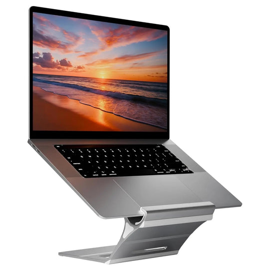Multi-Position 4 Slot Vertical Laptop Stand, Aluminum Adjustable Dock For Up To 4 Devices, Laptop – Tablet – Phone Universal Holder, 0.5 To 1.5 Inch Thickness Hold, Anti Scratch Silicone Stable Base | Grey ~ N96