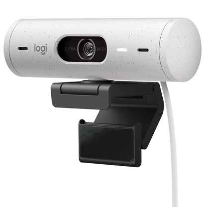 Logitech Brio 500 Full HD 1080p Webcam With Auto Light Correction RightLight 4, Auto-Framing RightSight - White