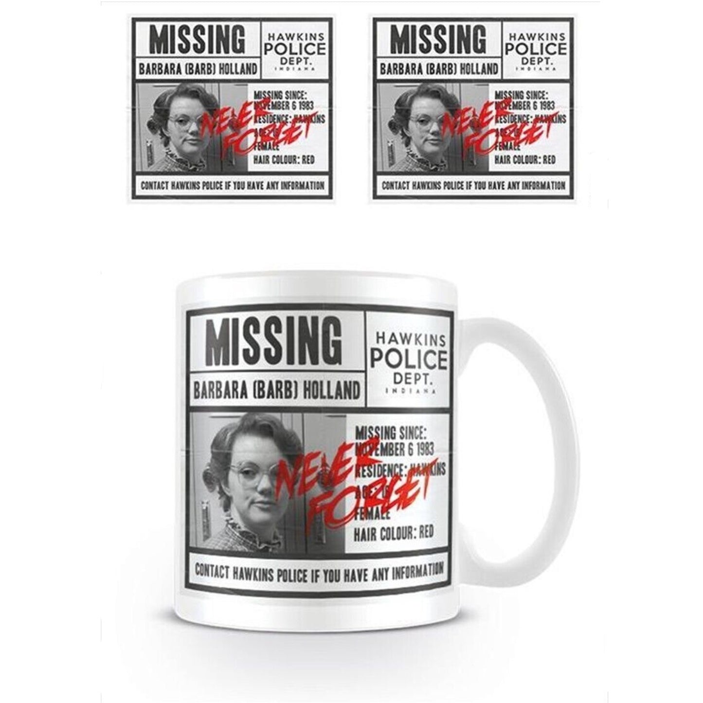 Stranger Things Ceramic Mug with Image of Missing Barb Poster in Presentation Box - Official Merchandise