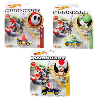 Hot Wheels Mario Kart - Yoshi with Captain Toad & Shy Guy (Triple Pack)