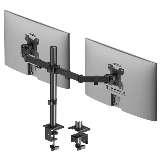 KOORUI KR20G Monitor Arm Desk Mount Display Arm 2 Screens Single Gas Pressure VESA Arm Clamp & Grommet Type PC Monitor Arm 13-27 Type Load Capacity 22.0 lbs (10 kg)