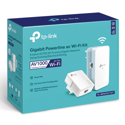 TP-Link Powerline WiFi Extender (TL-WPA7517KIT) - AV1000 Powerline Ethernet Adapter with Dual Band WiFi, OneMesh, Gigabit Port, Ethernet Over Power, Plug & Play