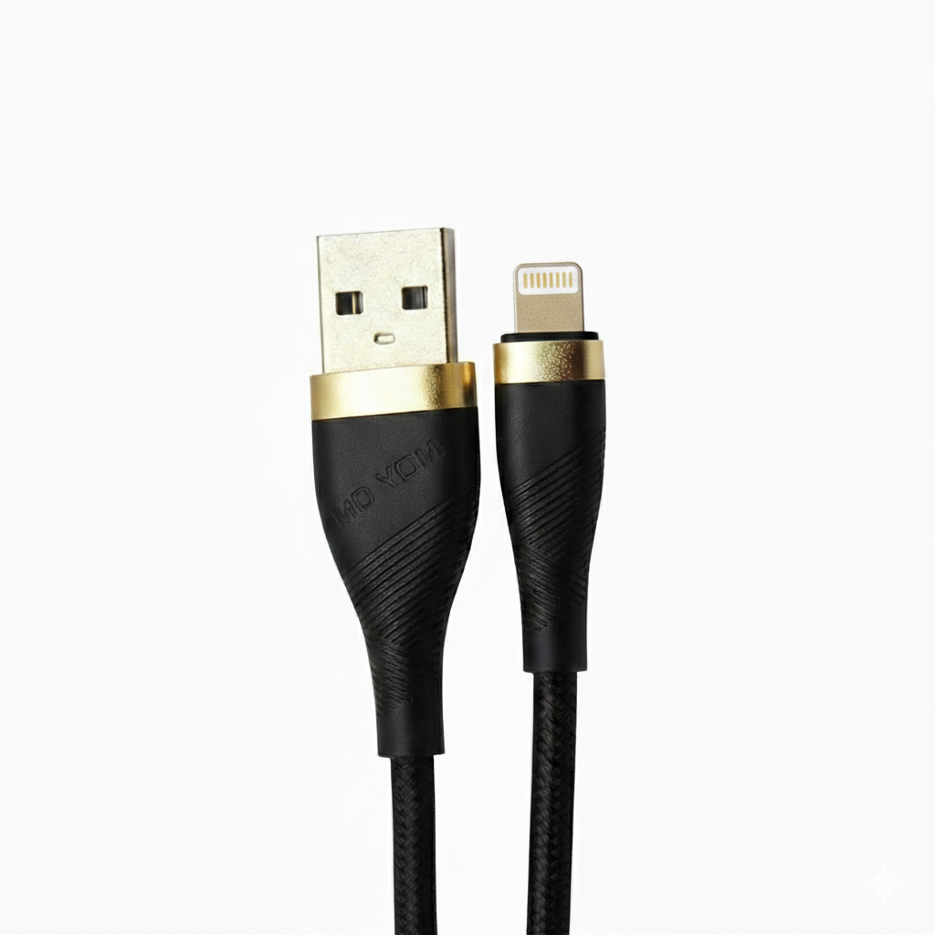 MOXOM 3M True Gold Plated Data Cable - Black | White - Lightning | Type-C | Micro