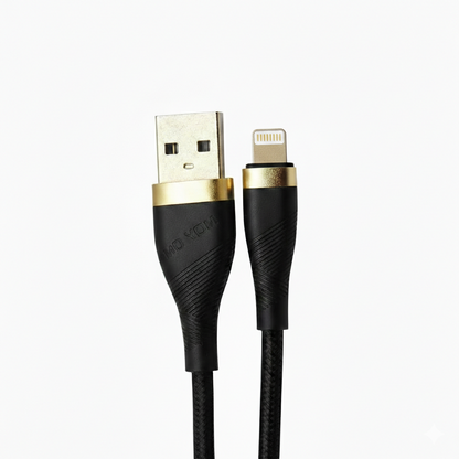 MOXOM 2M True Gold Plated Data Cable - Black - Lightning | Type-C | Micro