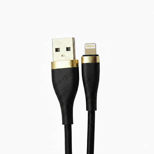 MOXOM 2M True Gold Plated Data Cable - Black - Lightning | Type-C | Micro