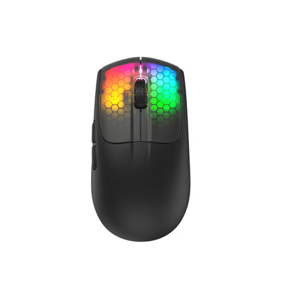 Attack Shark X5 RGB Weightless Mouse Tri-Mode Wired/2.4G/BT5.0, PAW3312 PixArt Optical Sensor, up to 4000DPI, with Long Battery Life for Office/Game - Black | White
