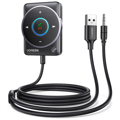 UGREEN Bluetooth 5.4 Aux Car Adapter With Enhanced Connection, Noise Cancellation, Nylon Braided Cable, Plug & Play For Hands-Free Calls, Stereo Audio, Dual Device Pairing