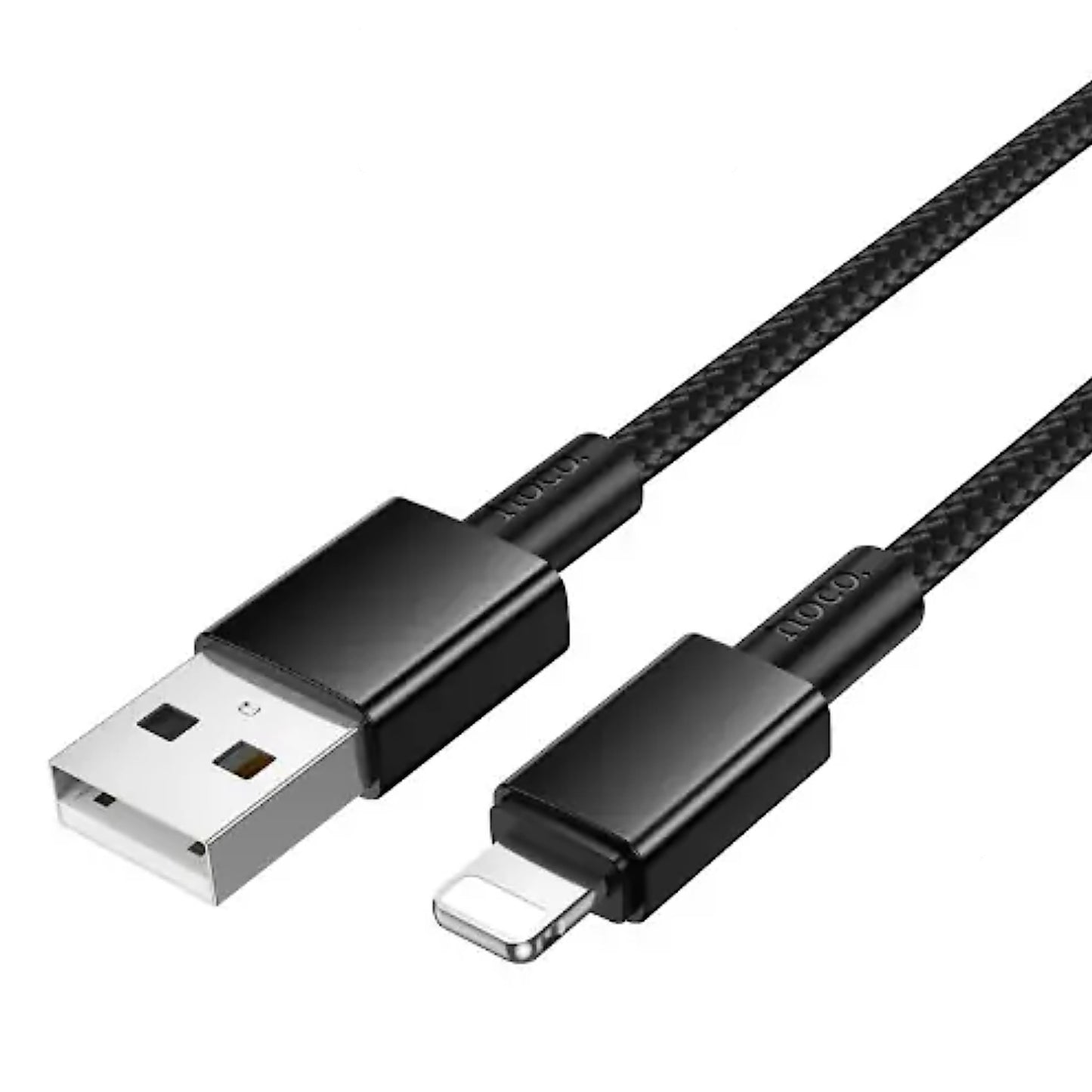 HOCO X119 USB to Lightning Cable | 1m (3.28ft) Nylon Braided | Fast Charging 2.4A | Anti-Bending, Aluminum Alloy Shell | Durable, Safe & Tangle
