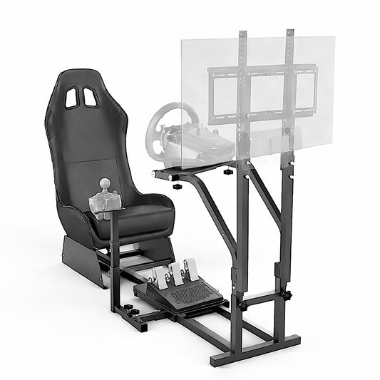 Advanced Racing Steering Wheel Simulator With Gear & Monitor/TV Bracket - Black