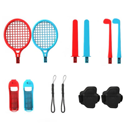 Lucky Fox 12 in 1 Sports Kit for Nintendo Switch 2 - Blue & Red | Black