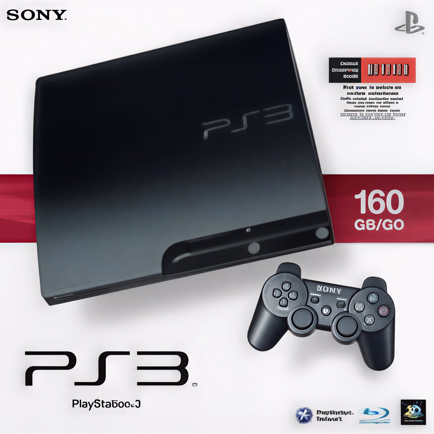 Sony PlayStation 3 PS3 Slim 160GB Console Black Complete In Box (USED)